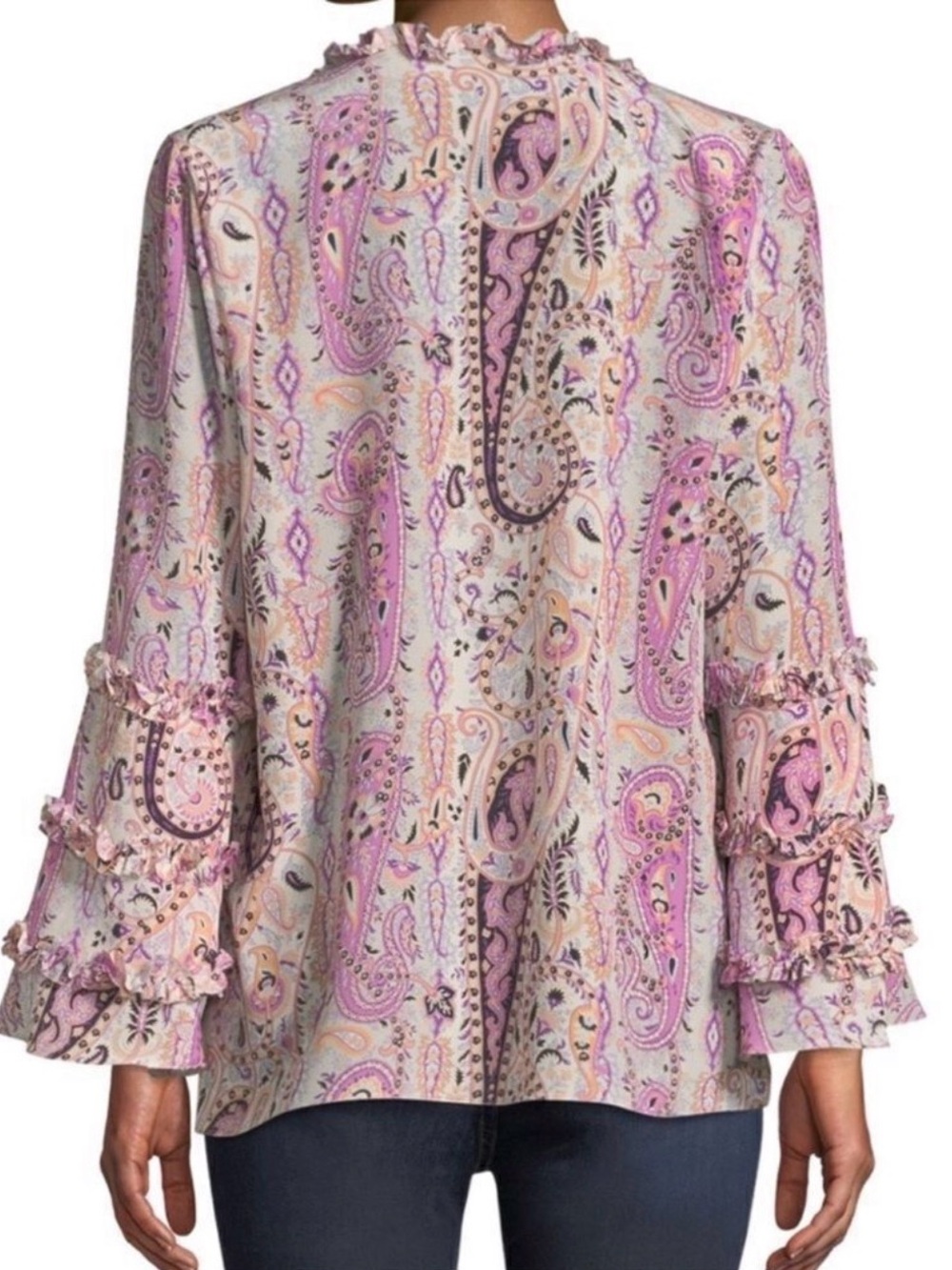 Kobi Halperin Celia 100% Silk Paisley Bell Sleeve Blouse Size S - Picture 2 of 8